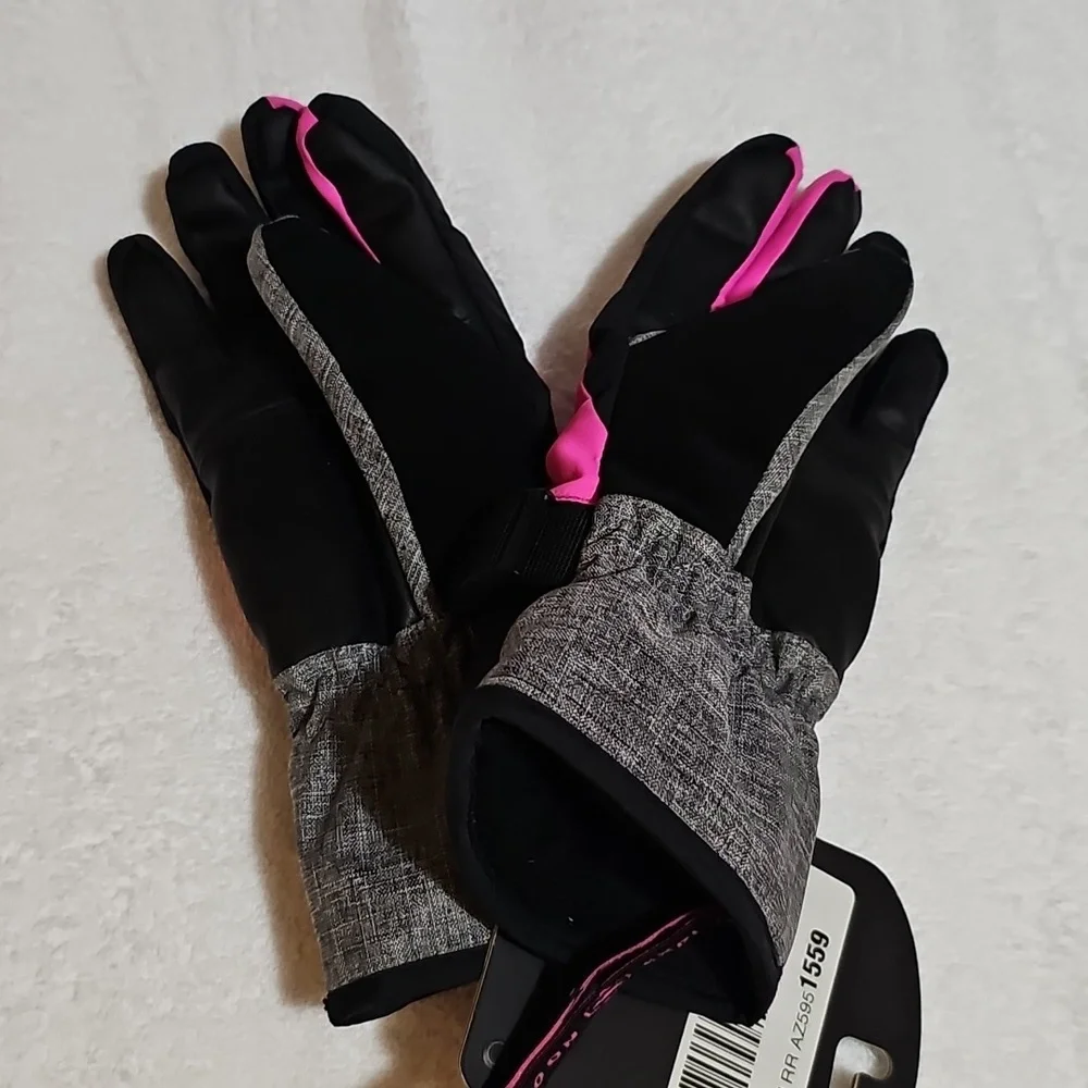 Ladies XS Pink, Gray, Black Winter Sport Gloves Thermal, Waterproof, Quick Dry